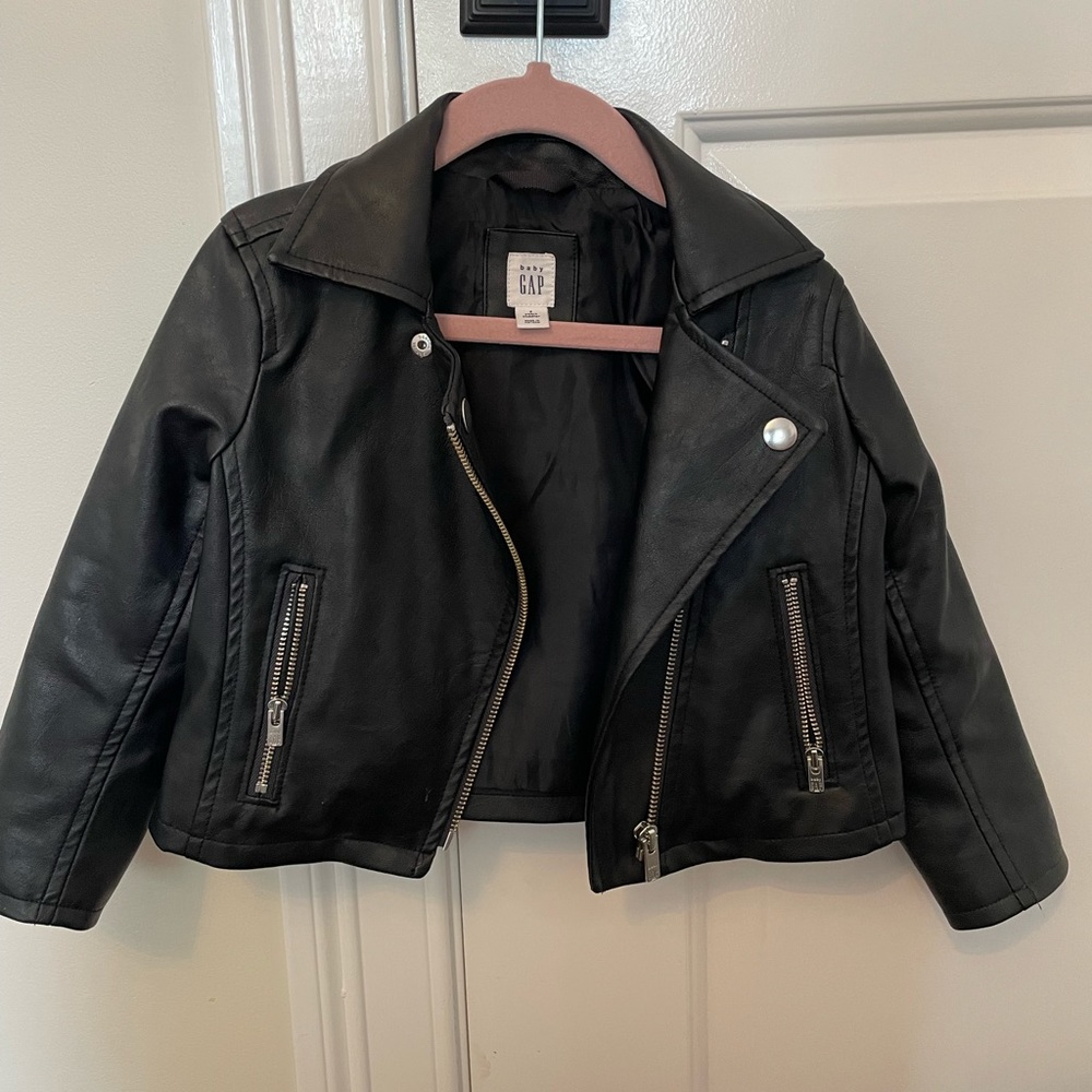 Toddler girl leather jacket